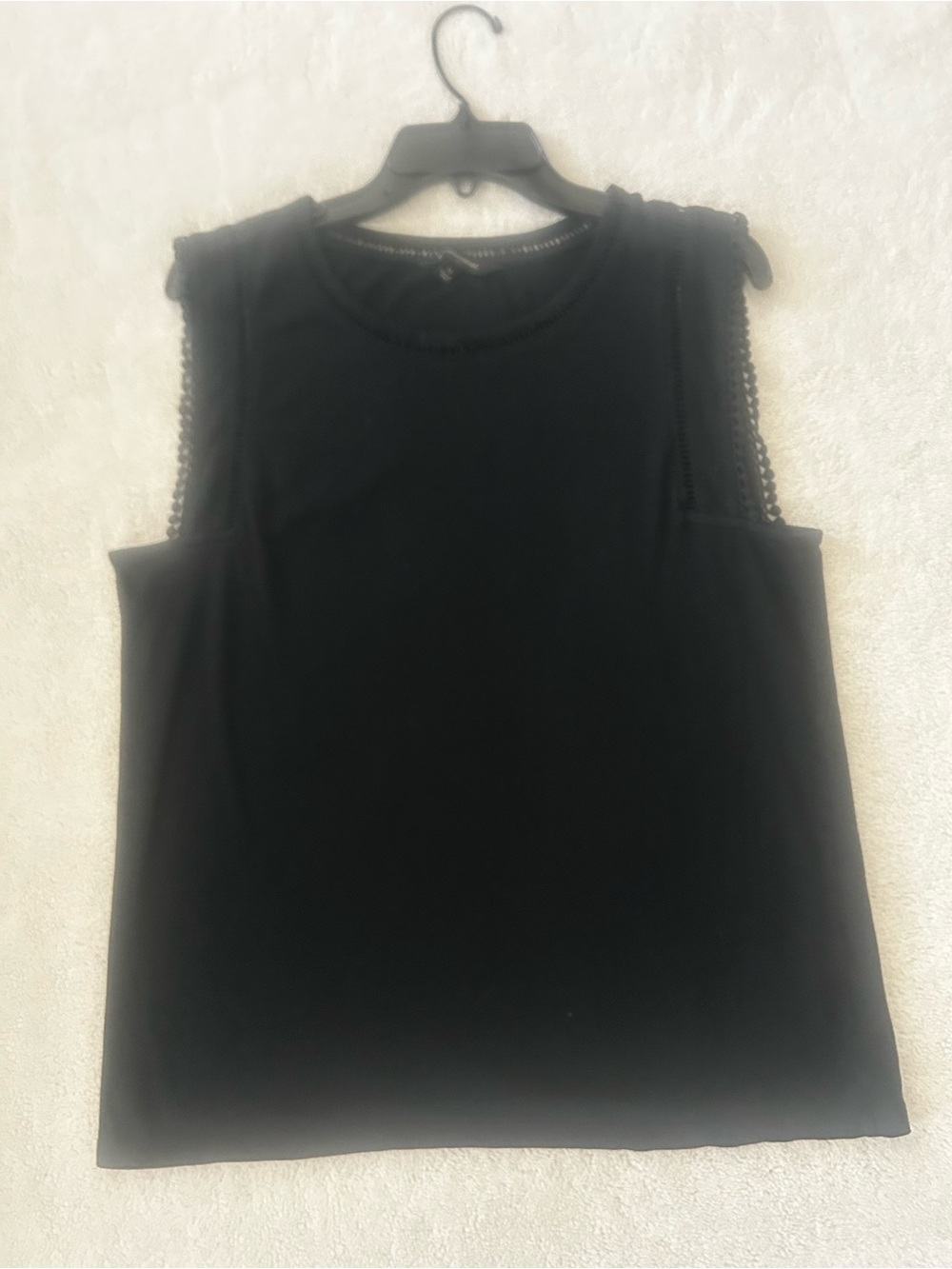 Banana Republic Black Sleeveless Crochet-Trim Tank Top